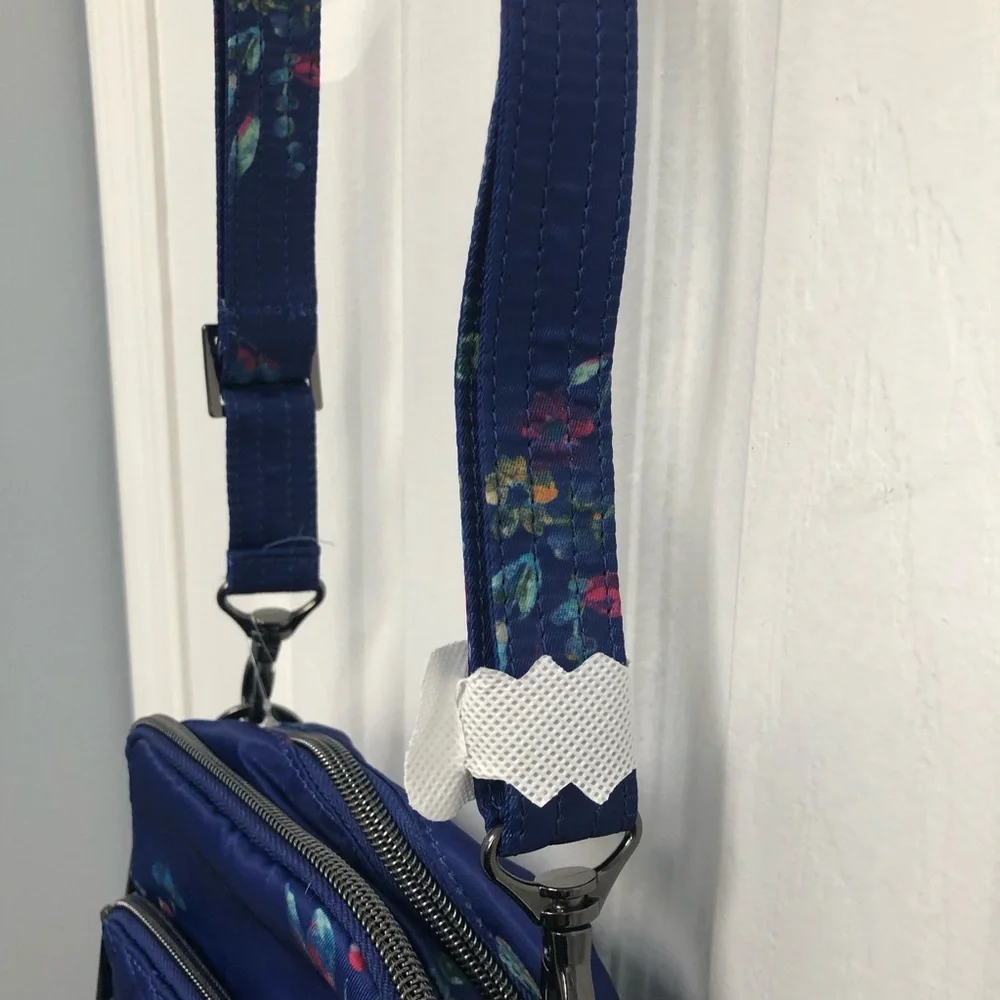 Lug Can Can Quilted Blue Floral Convertible Crossbody Bag NWT